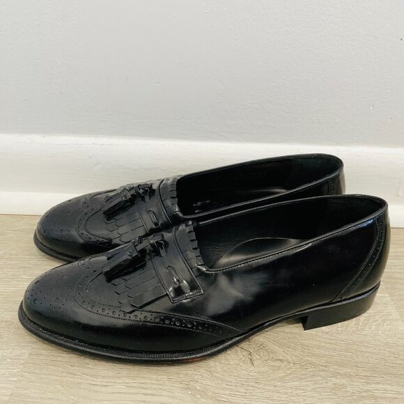 Johnston & Murphy Men's Black Leather Wings Shoes with Tassels Size 9.5M - Picture 4 of 10
